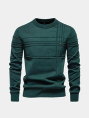 Cotton Knitted Stripped Crew Neck Pullover Sweater - North & Row