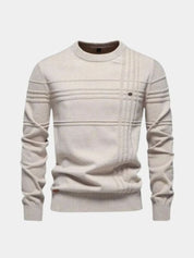 Cotton Knitted Stripped Crew Neck Pullover Sweater - North & Row