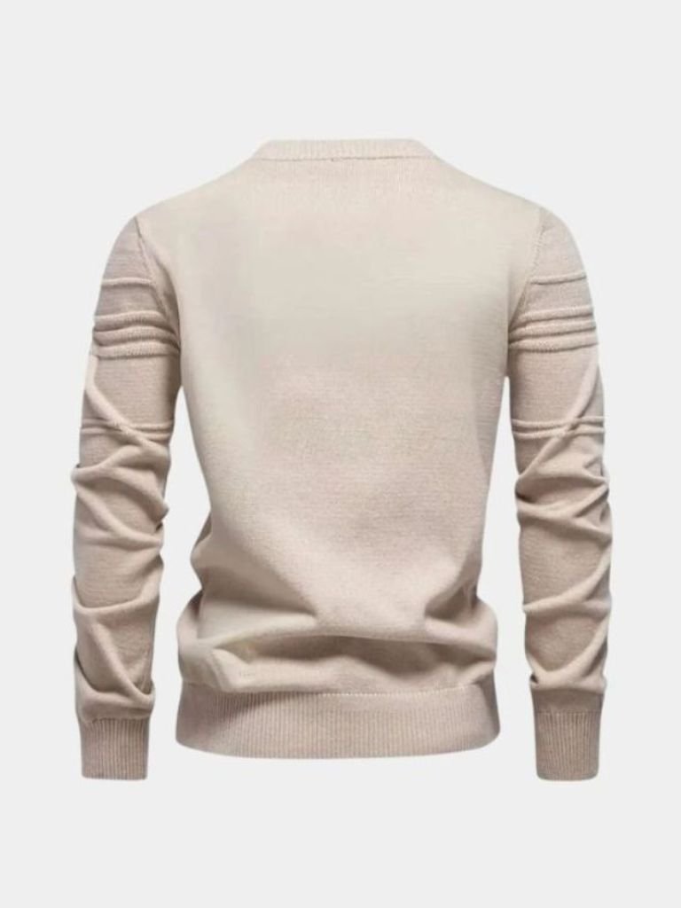 Cotton Knitted Stripped Crew Neck Pullover Sweater - North & Row