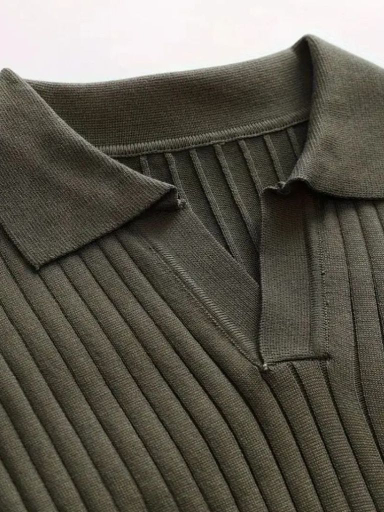Elegant Open Collar Long Sleeve Polo - North & Row