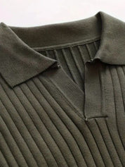 Elegant Open Collar Long Sleeve Polo - North & Row