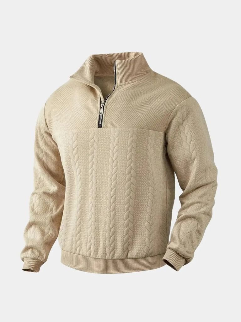 Essential Henley High Collar Quarter Zip Pullover - North & Row