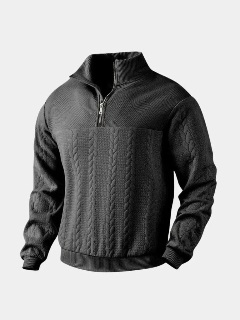 Essential Henley High Collar Quarter Zip Pullover - North & Row