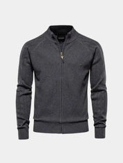 Knit Zipper Jacquard Solid Color Cardigan Sweater - North & Row