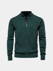 Knit Zipper Jacquard Solid Color Cardigan Sweater - North & Row