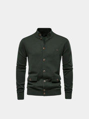 Knitted Stand Collar Cotton Cardigan - North & Row