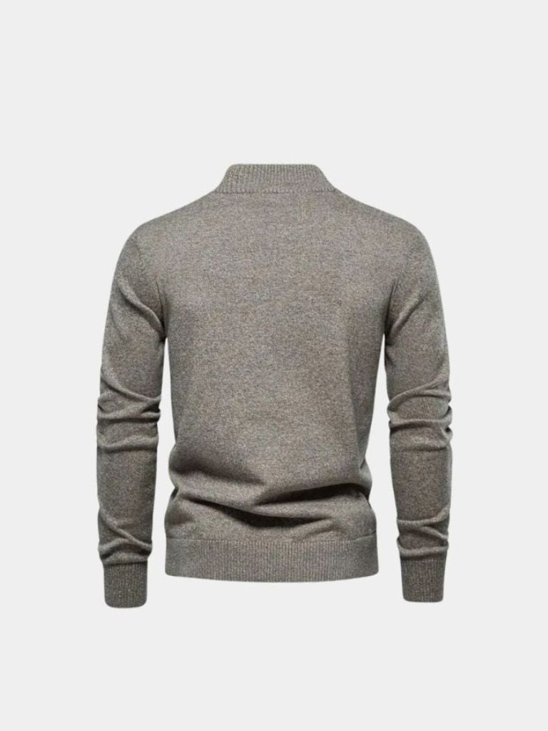 Knitted Stand Collar Cotton Cardigan - North & Row