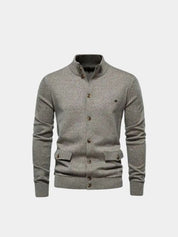 Knitted Stand Collar Cotton Cardigan - North & Row