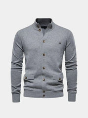Knitted Stand Collar Cotton Cardigan - North & Row
