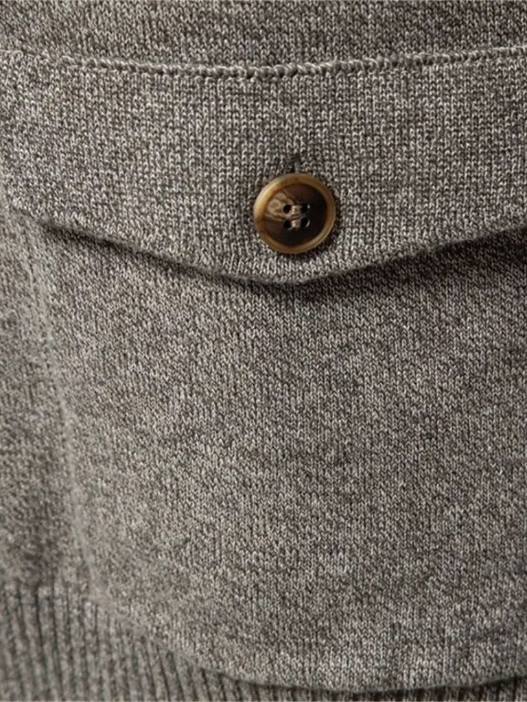 Knitted Stand Collar Cotton Cardigan - North & Row