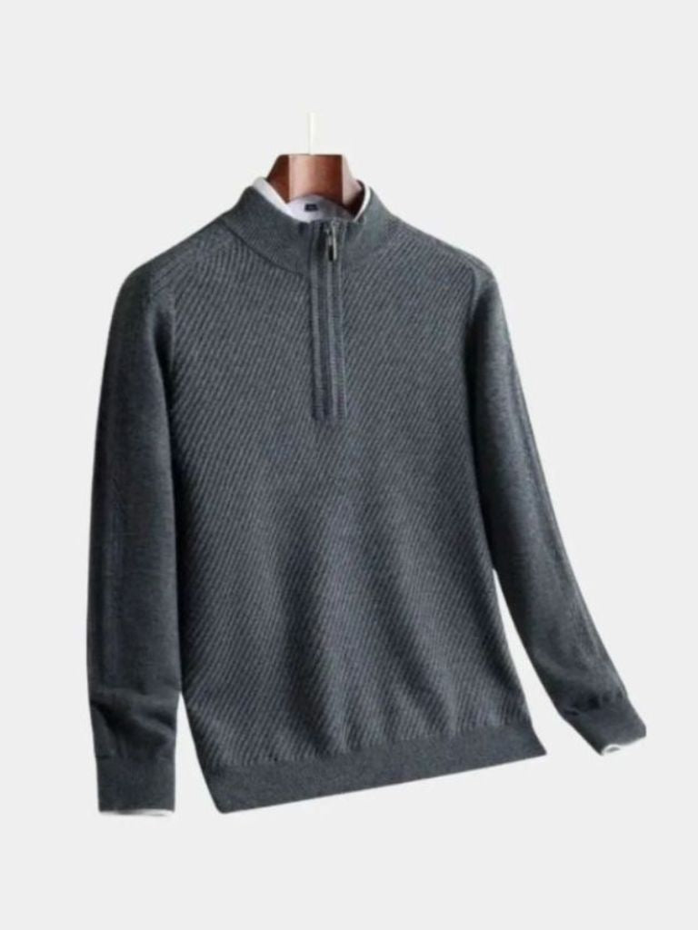 Stripe Quarter Zip Wool Sweater - North & Row