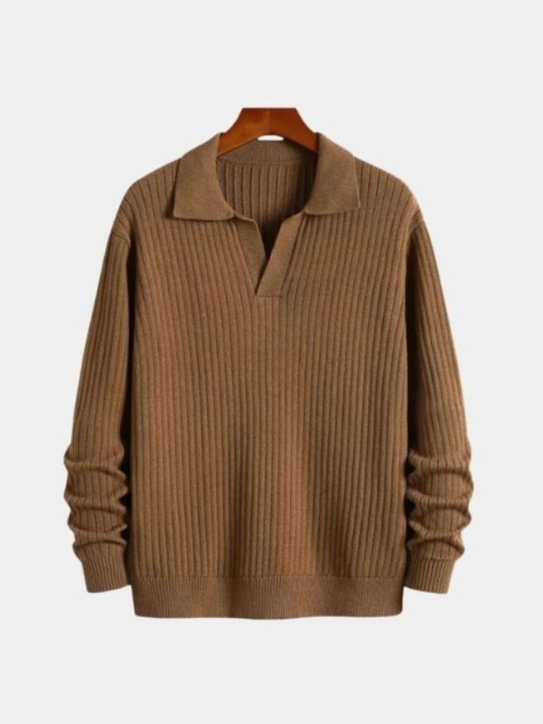 V-Neck Polo Sweater Ribbed - North & Row